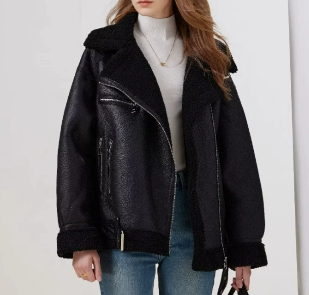 Classic Faux Leather Jacket for Woman